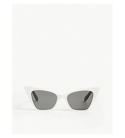 Shop Saint Laurent New Wave Sl244 Victoire Cat-eye Frame Sunglasses In Grey
