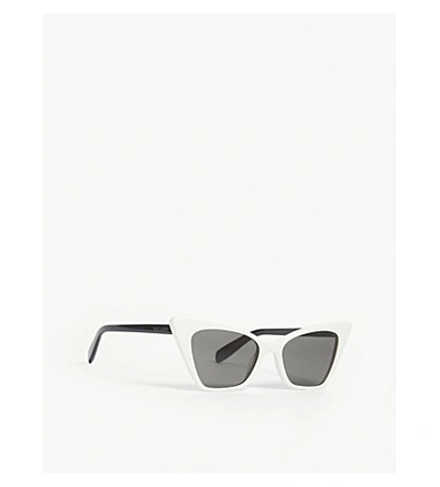 Shop Saint Laurent New Wave Sl244 Victoire Cat-eye Frame Sunglasses In Grey