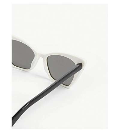 Shop Saint Laurent New Wave Sl244 Victoire Cat-eye Frame Sunglasses In Grey