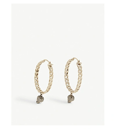 Shop Alexander Mcqueen Skull Chain Hoop Earrings In Gold