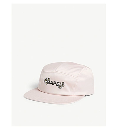 Shop Bape Logo-embroidered Woven Baseball Cap In Pink