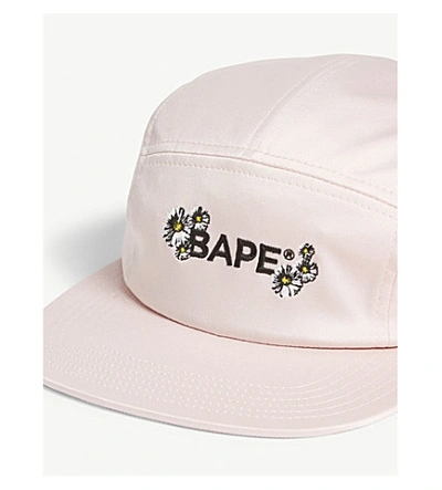Shop Bape Logo-embroidered Woven Baseball Cap In Pink