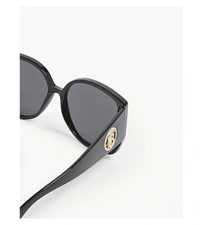 Shop Burberry Womens Black Butterfly-frame Sunglasses
