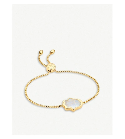 Hamsa Hand Friendship 18ct Yellow Gold vermeil And Moonstone Bracelet