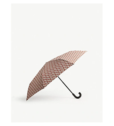 Shop Burberry Monogram Print Umbrella In Vermillion