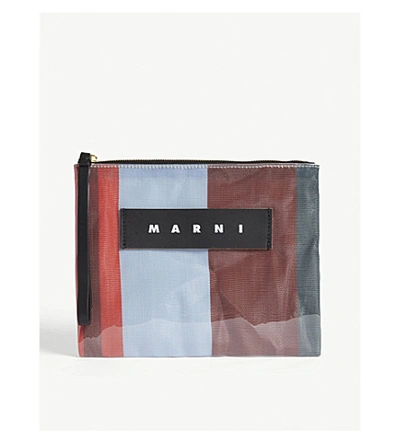 Shop Marni Striped Pvc Pouch Bag In Lacquer