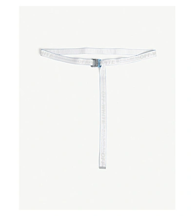 Shop Off-white Jacquard Industrial Tape Belt In Silver Blue