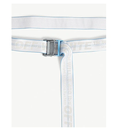 Shop Off-white Jacquard Industrial Tape Belt In Silver Blue