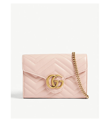 gucci marmont wallet on chain pink