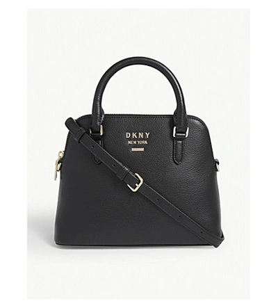 Shop Dkny Whitney Dome Satchel In Black/gold