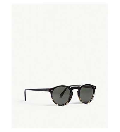 Shop Oliver Peoples Women's Black Gregory Peck Tortoiseshell Round-frame Sunglasses