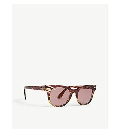 Shop Ray Ban Rb2168 Meteor Square-frame Sunglasses In Pink Gradient Beige