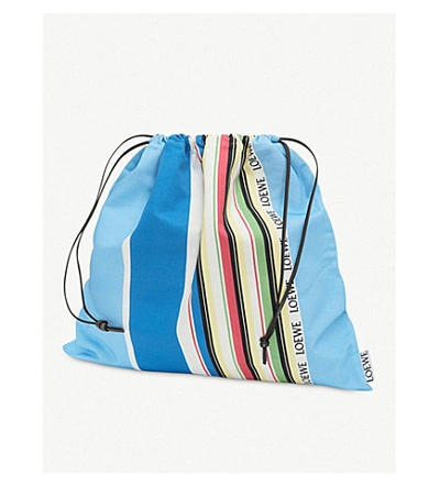 Shop Loewe Large Drawstring Pouch Stripes In Blue/multicolor
