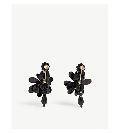 Shop Simone Rocha Flower Drop Earrings In Jet