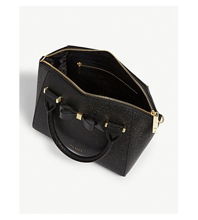 Ted Baker Janne Bow Detail Pebbled Leather Zip Tote In Black | ModeSens