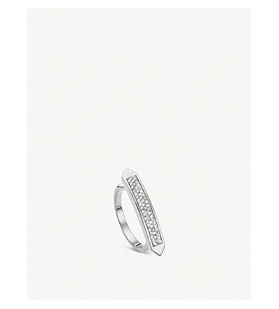 Shop Monica Vinader Baja Skinny Sterling Silver And Diamond Ring In White