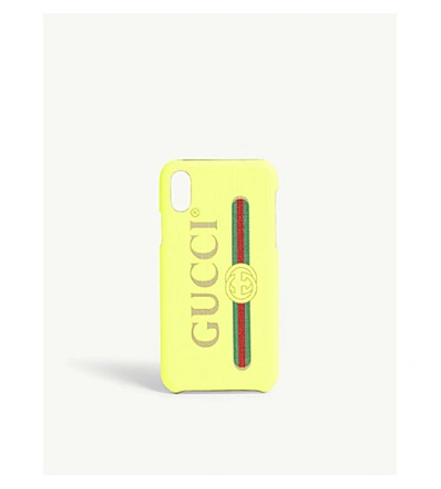 Shop Gucci Retro-logo Canvas Iphone X/xs Case In Yellow