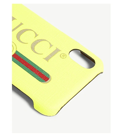 Shop Gucci Retro-logo Canvas Iphone X/xs Case In Yellow