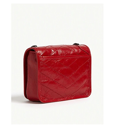 Shop Saint Laurent Niki Leather Wallet-on-chain In Rouge Eros Lthr