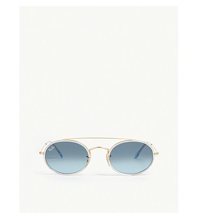 Ray Ban Rb3847 Oval-frame Sunglasses In Gold | ModeSens
