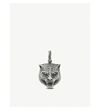 Shop Gucci Feline Head Sterling Silver Charm