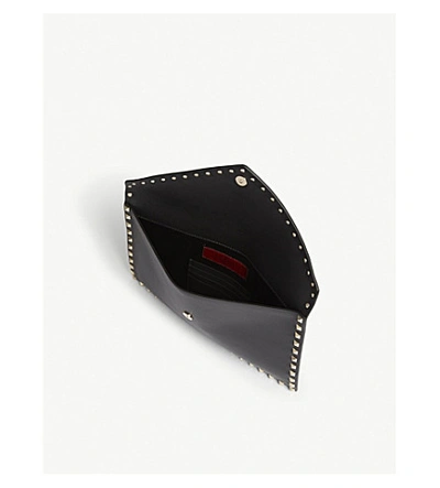 Valentino Rockstud Leather Envelope Pouch - Black In Black