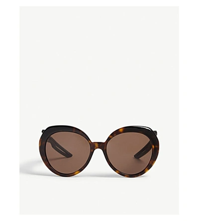 Shop Balenciaga Bb0024s Round-frame Sunglasses In Havana