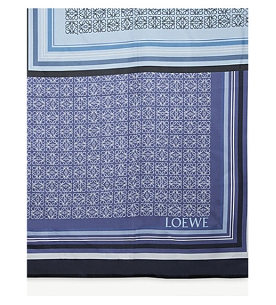 Shop Loewe Patchwork Print Silk Scarf In Blue