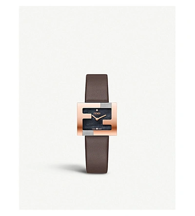 Shop Fendi Mania Stainless Steel And Leather Watch In Black
