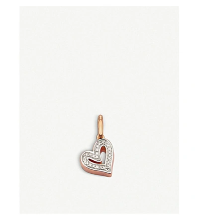 Shop Monica Vinader Alphabet Heart 18ct Rose-gold Vermeil And Diamond Pendant