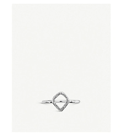 Shop Monica Vinader Womens White Riva Mini Kite Sterling Silver And Diamond Stacking Ring