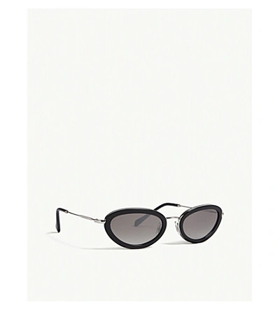 Shop Miu Miu Womens Black Délice Tortoiseshell Oval-frame Sunglasses