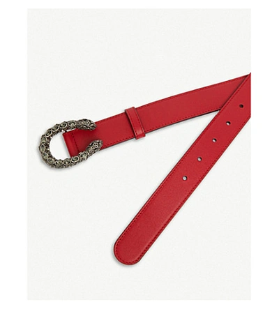 Shop Gucci Dionysus Leather Belt In Red