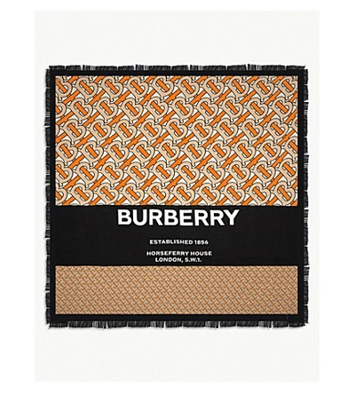 Shop Burberry Monogram Cashmere Scarf In Bright Orange