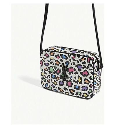 Shop Saint Laurent Lou Leopard Print Leather Camera Bag In White/multi Pink