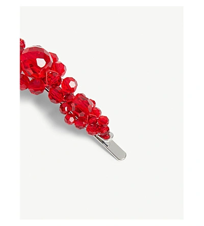Shop Simone Rocha Large Flower Crystal Hair Clip In Blood Red