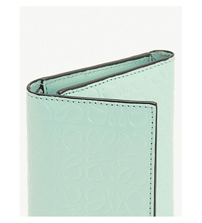 Shop Loewe Anagram Small Vertical Leather Wallet In Mint