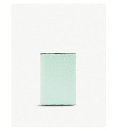 Shop Loewe Anagram Small Vertical Leather Wallet In Mint