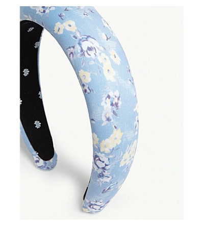 Shop Lele Sadoughi Loveshackfancy Floral Chiffon Headband In Blue Jay