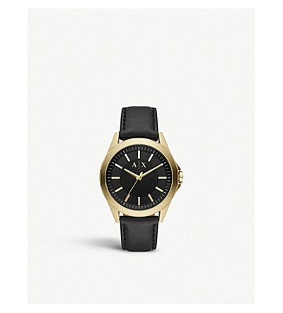 Shop Armani Exchange Ax2636 Drexler Rose-gold Plated Stainless Steel And Leather Watch In Black