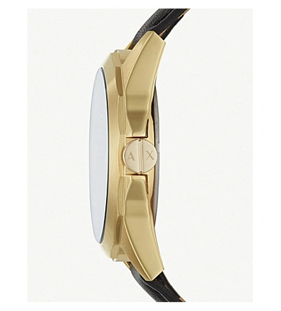 Shop Armani Exchange Ax2636 Drexler Rose-gold Plated Stainless Steel And Leather Watch In Black