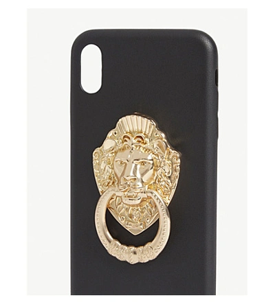 Shop Moschino Lion Knocker Iphone Xs Max Case In Black Gold