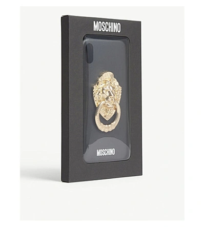 Shop Moschino Lion Knocker Iphone Xs Max Case In Black Gold