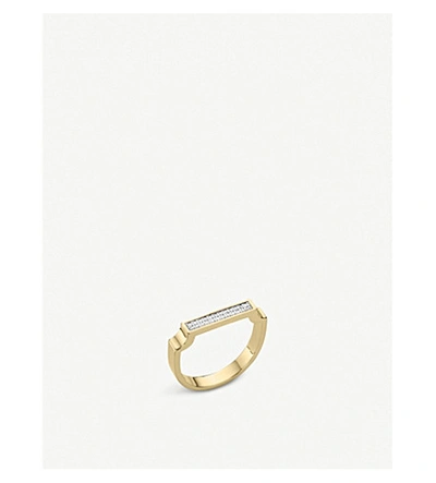 Shop Monica Vinader Signature 18ct Yellow-gold Vermeil And Diamond Ring In White
