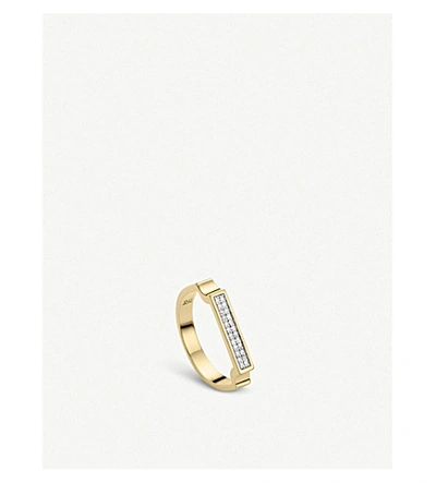Shop Monica Vinader Signature 18ct Yellow-gold Vermeil And Diamond Ring In White