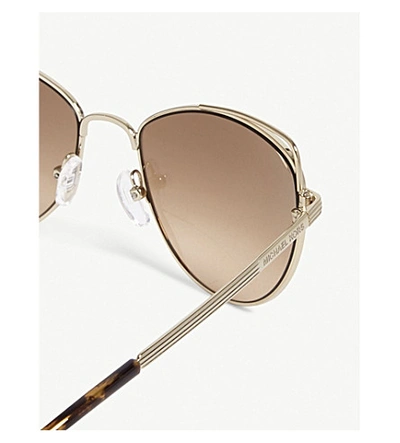Shop Michael Kors Light Gold St. Lucia Cat's Eye Sunglasses Mk1035 In Lite Gold