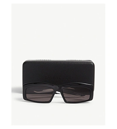 Shop Balenciaga Women's Black Hybrid Rectangle Acetate Sunglasses