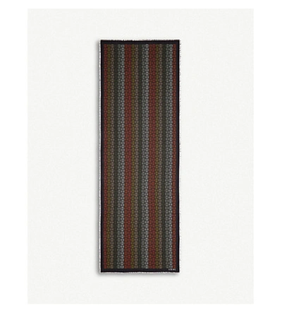 Shop Loewe Anagram Wool, Cashmere And Silk-blend Scarf In Black/multicolor