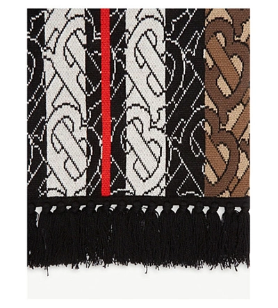 Shop Burberry Monogram Stripe Cashmere Football Scarf In Bridle Brown