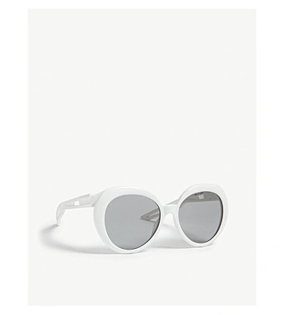 Shop Balenciaga Bb0024s Round-frame Sunglasses In White